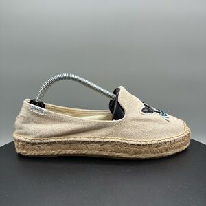Soludos Teddy & Gigi French Bulldog Canvas Espadrilles Women’s 6.5 Sand